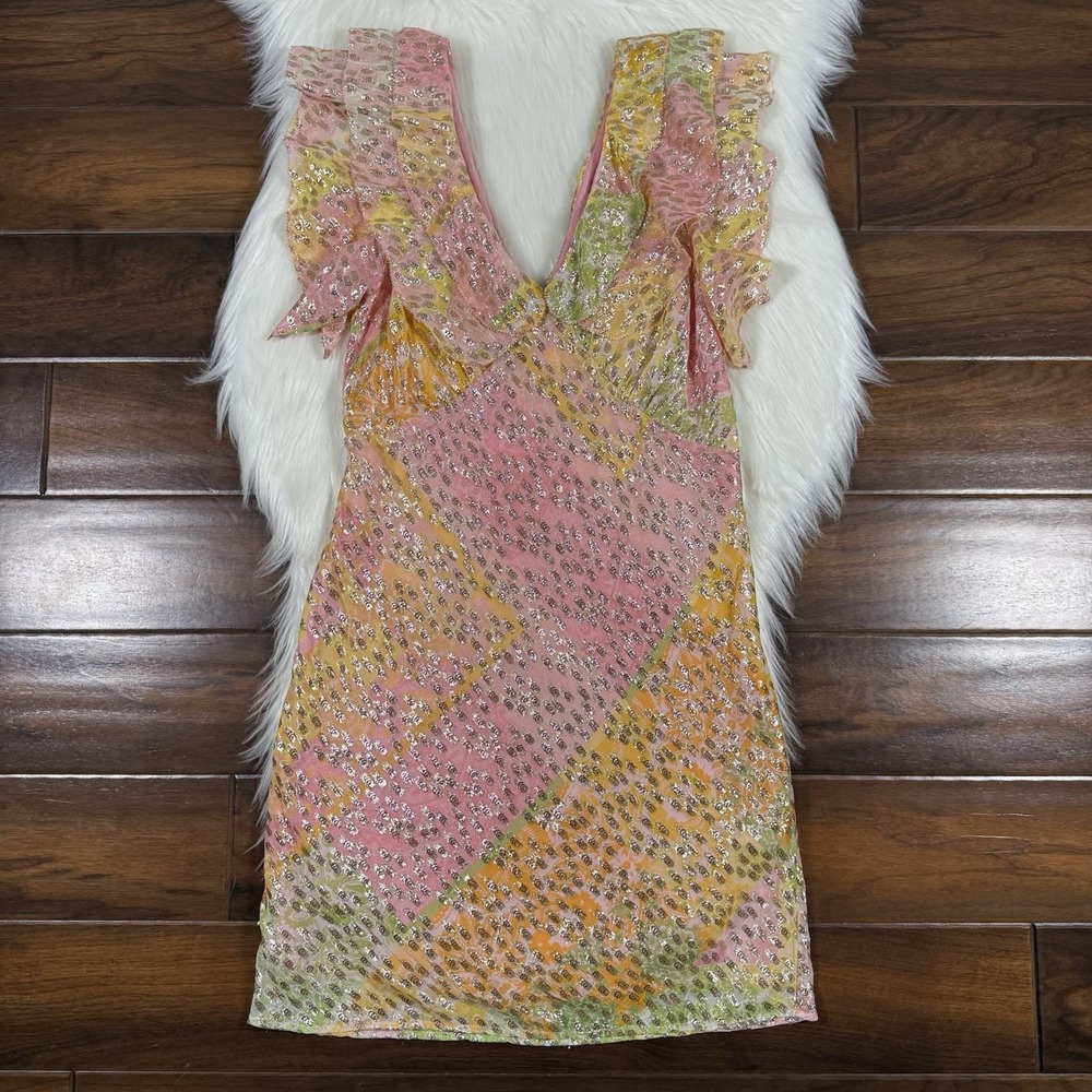 Never Fully Dressed Size US 6 / EU 38 / UK 10 Ruffled V Neck Tilda‎ Mini Dress